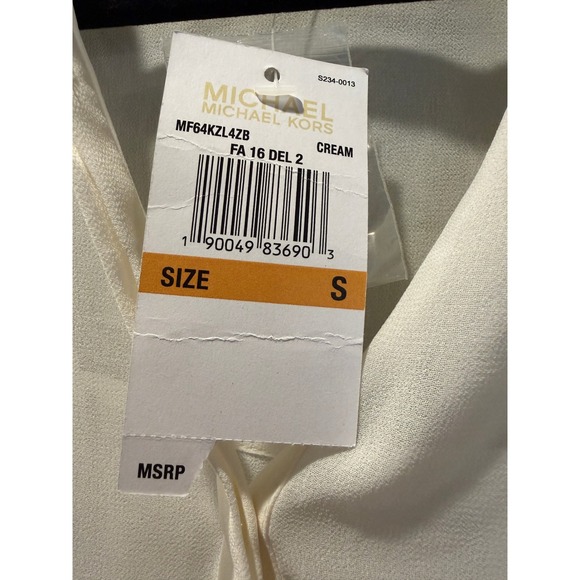 MICHAEL Michael Kors Cream Embroidered Sheer Flowy V Neck Blouse Top Size S - Picture 2 of 10